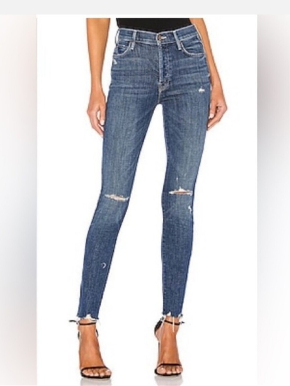 Mother The Skinny Chee Women’s Slim Distressed Blue  Jeans